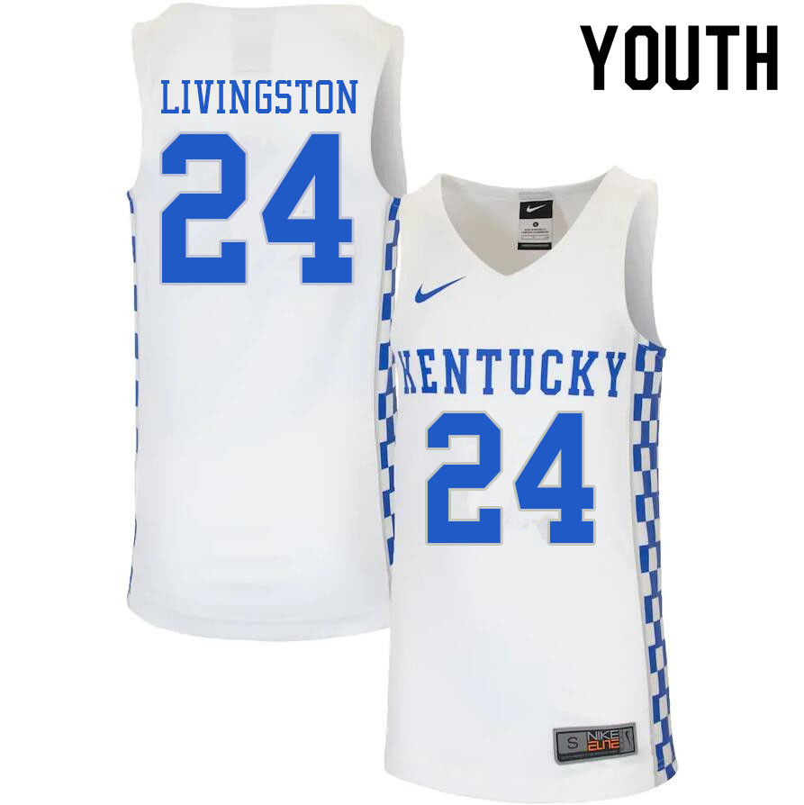 Youth #24 Chris Livingston Kentucky Wildcats College Basketball Jerseys Sale-White - Click Image to Close